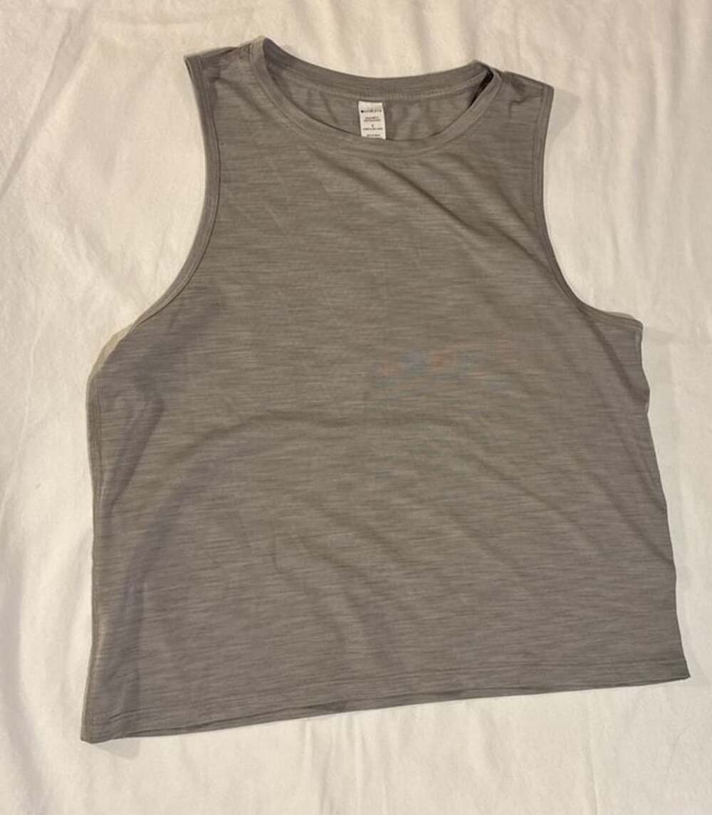 Athleta Tank Top Size S Gray Slub Knit Athletic Workout
